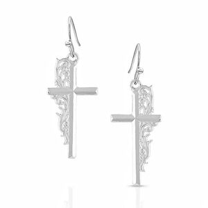 MONTANA SILVERSMITHS FILIGREE TOOLED FAITH CROSS EARRINGS